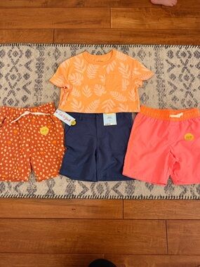 Cat & Jack Boys Summer Shorts, swim shorts and tee Set